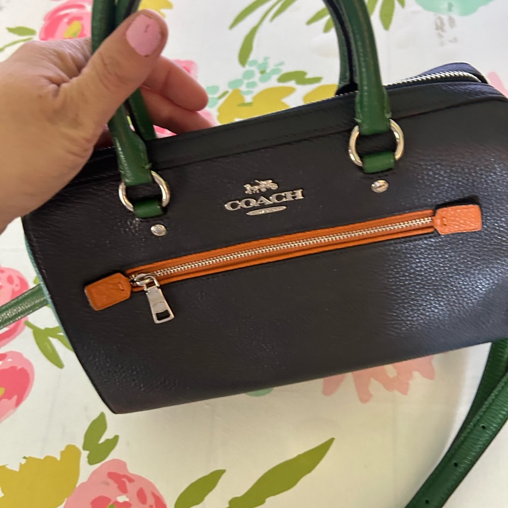 Coach Rowan Satchel Color Block Purse With Matching Shoulder Strap